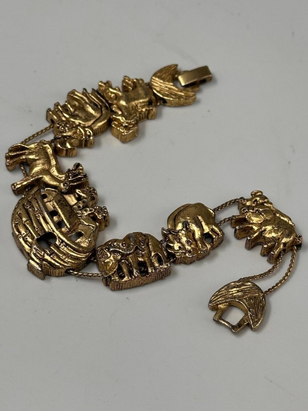 Vintage Noah Arks Bracelet Gold Tone Sliding Charms Bergdorf Goodman 7.25" - Picture 11 of 13